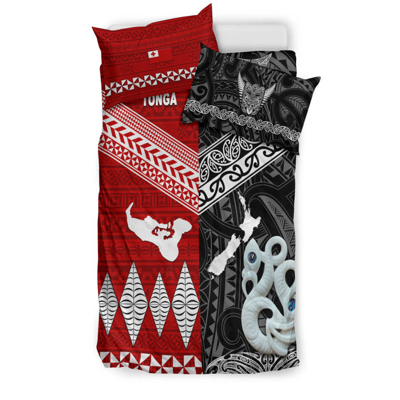 New Zealand And Tonga Bedding Set Together - Black LT8 - Polynesian Pride