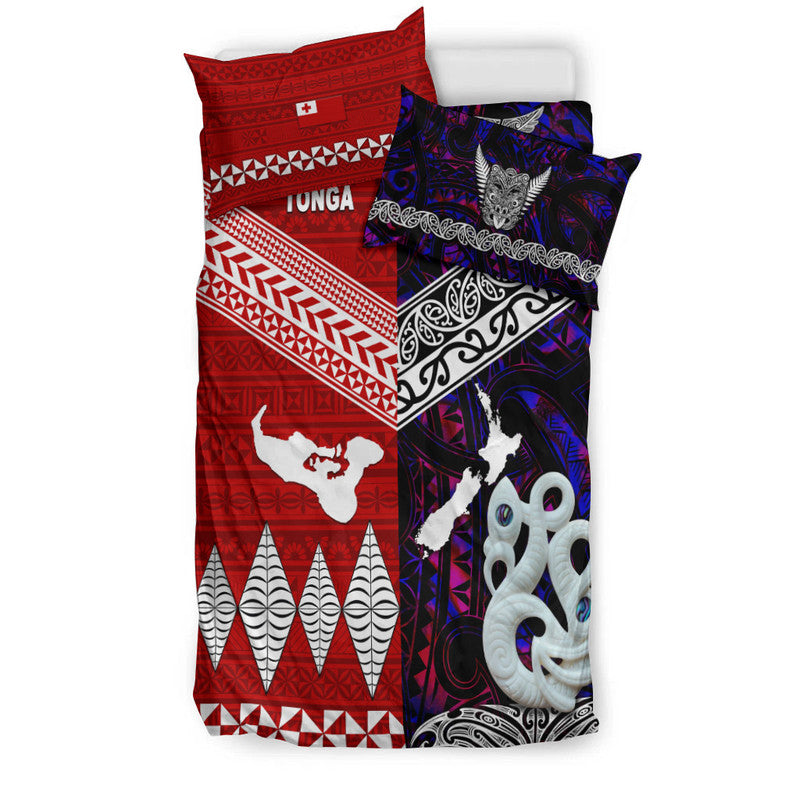 New Zealand And Tonga Bedding Set Together - Purple LT8 - Polynesian Pride