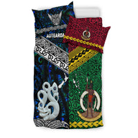 New Zealand And Vanuatu Bedding Set Together - Blue LT8 - Polynesian Pride