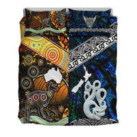 New Zealand Maori Aotearoa And Australia Aboriginal Bedding Set Together - Blue LT8 - Polynesian Pride