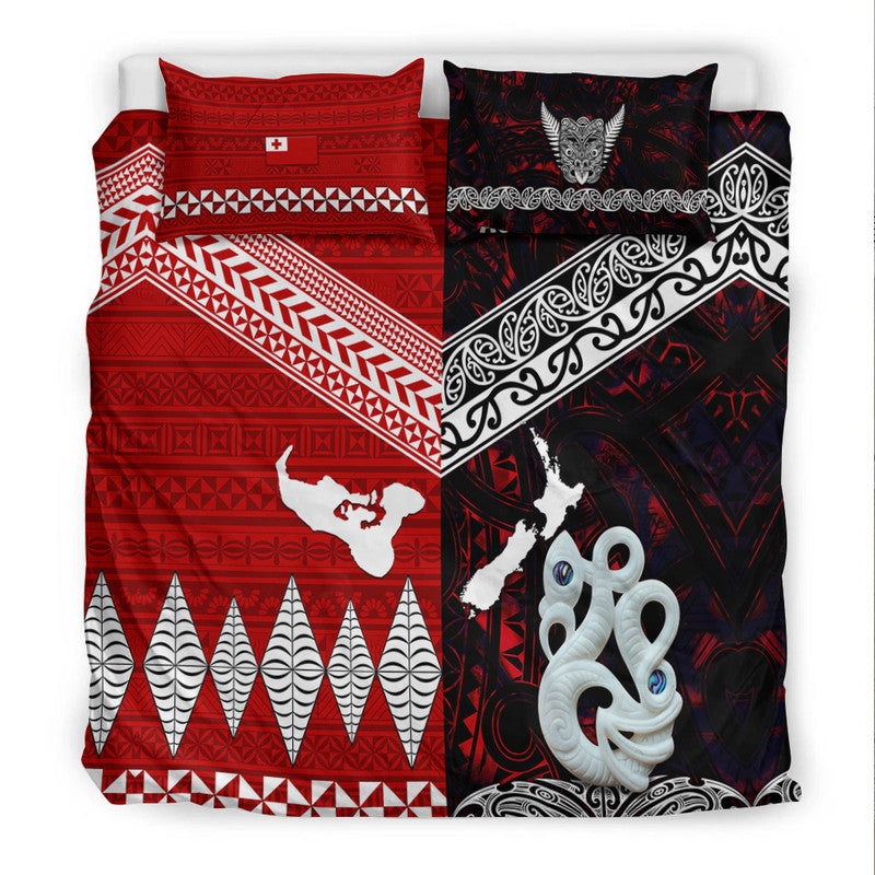 New Zealand And Tonga Bedding Set Together - Red LT8 - Polynesian Pride