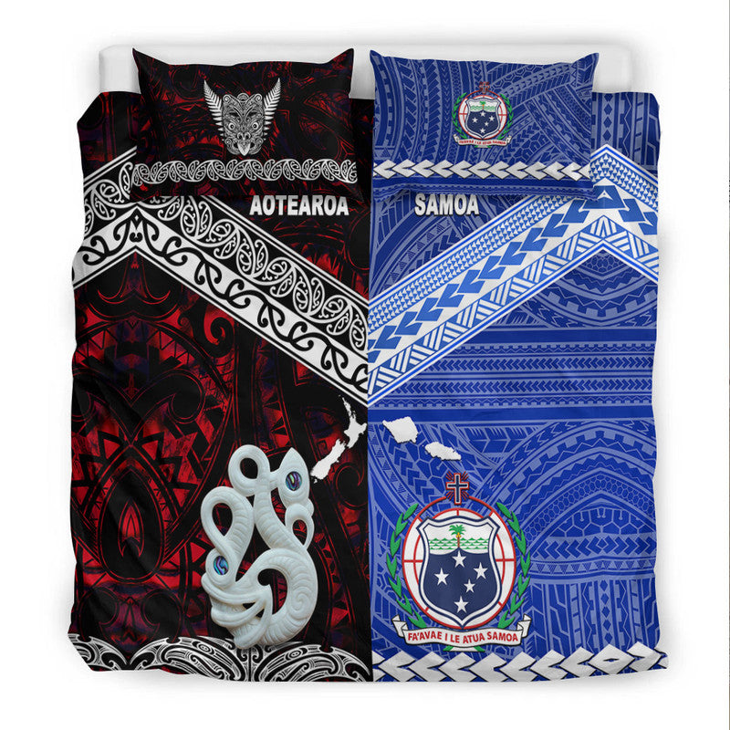 New Zealand And Samoa Bedding Set Together - Red LT8 - Polynesian Pride
