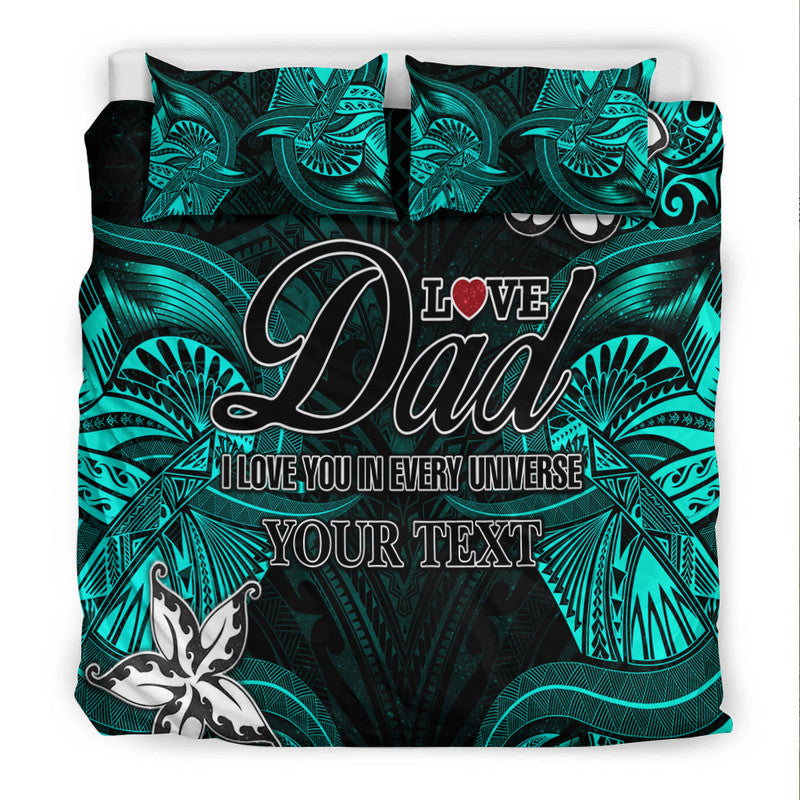 (Custom Personalised) Polynesian Fathers Day Bedding Set I Love You In Every Universe - Turquoise LT8 - Polynesian Pride