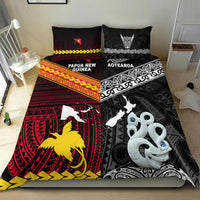 New Zealand And Papua New Guinea Bedding Set Together - Black LT8 - Polynesian Pride