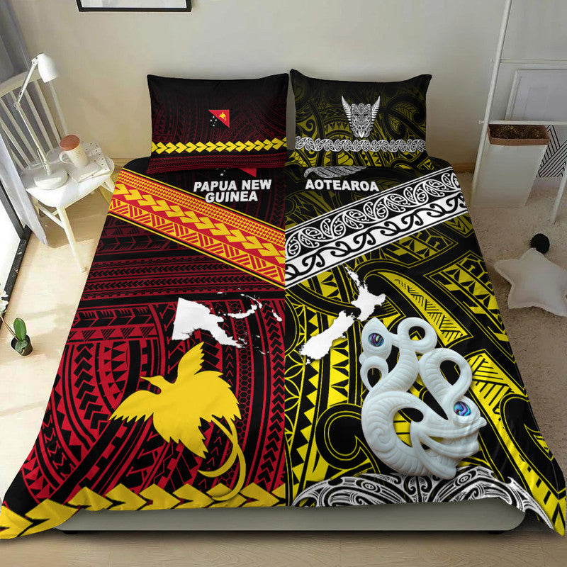 New Zealand And Papua New Guinea Bedding Set Together - Yellow LT8 - Polynesian Pride