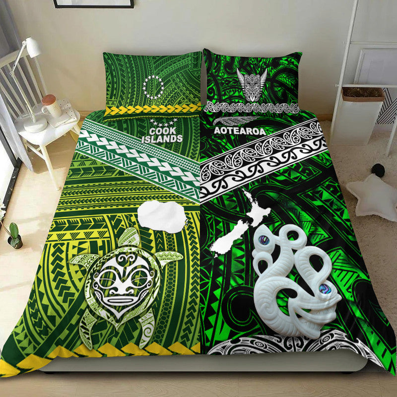 New Zealand And Cook Islands Bedding Set Together - Green LT8 - Polynesian Pride