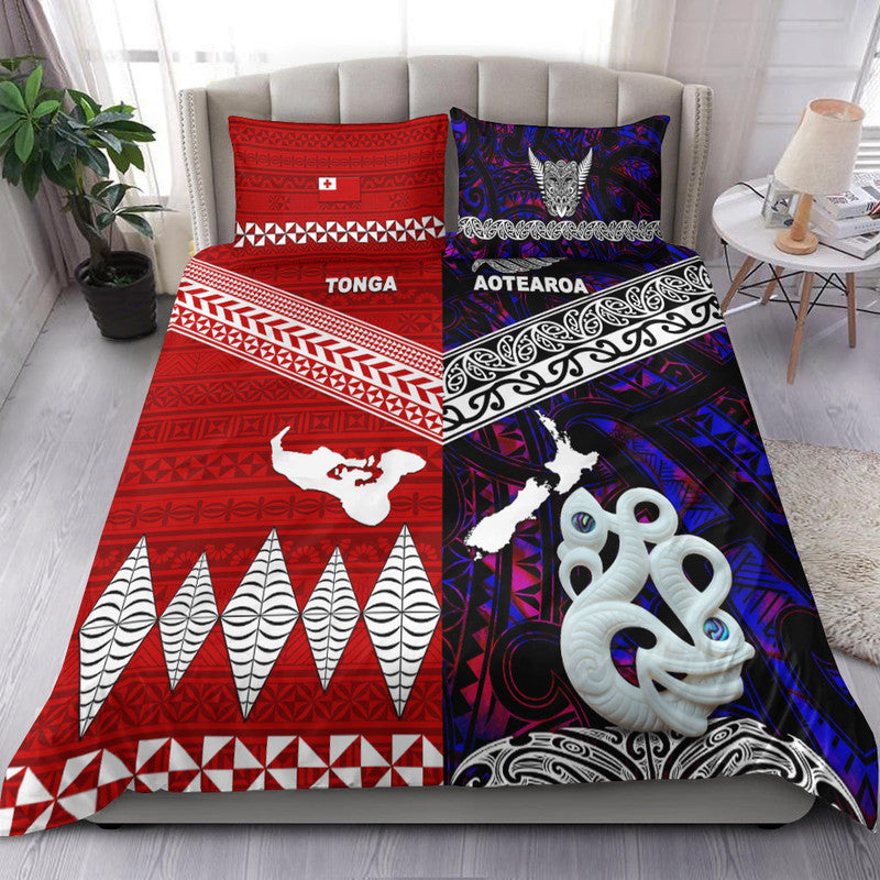 New Zealand And Tonga Bedding Set Together - Purple LT8 Purple - Polynesian Pride
