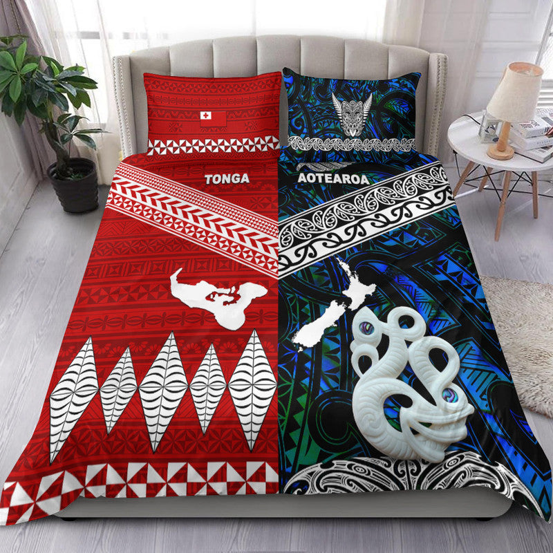 New Zealand And Tonga Bedding Set Together - Blue LT8 Blue - Polynesian Pride