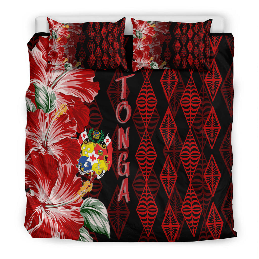 Tonga Bedding Set Diamond Style Mix Hibiscus - Black LT7 - Polynesian Pride