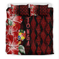 Tonga Bedding Set Diamond Style Mix Hibiscus - Black LT7 - Polynesian Pride