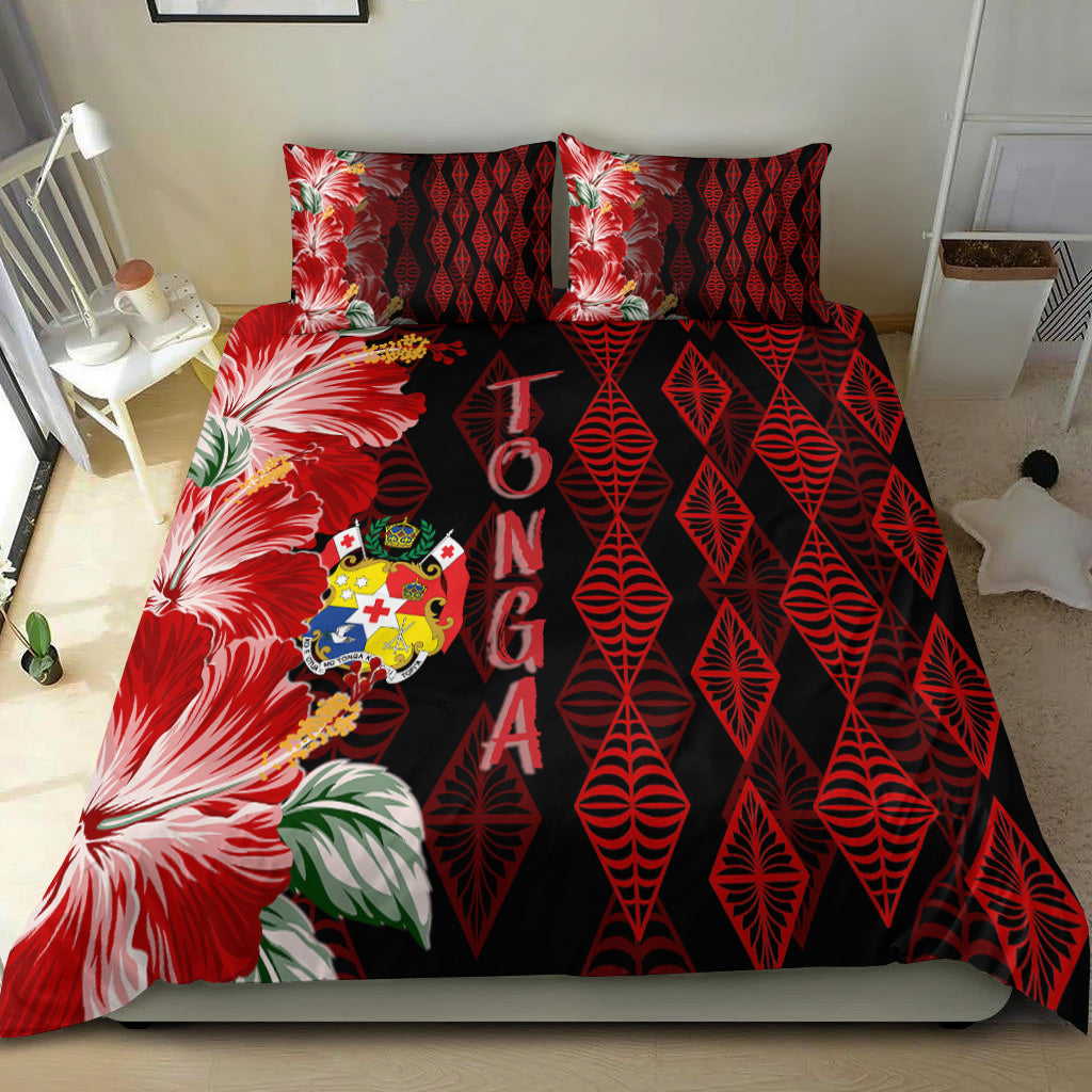 Tonga Bedding Set Diamond Style Mix Hibiscus - Black LT7 - Polynesian Pride