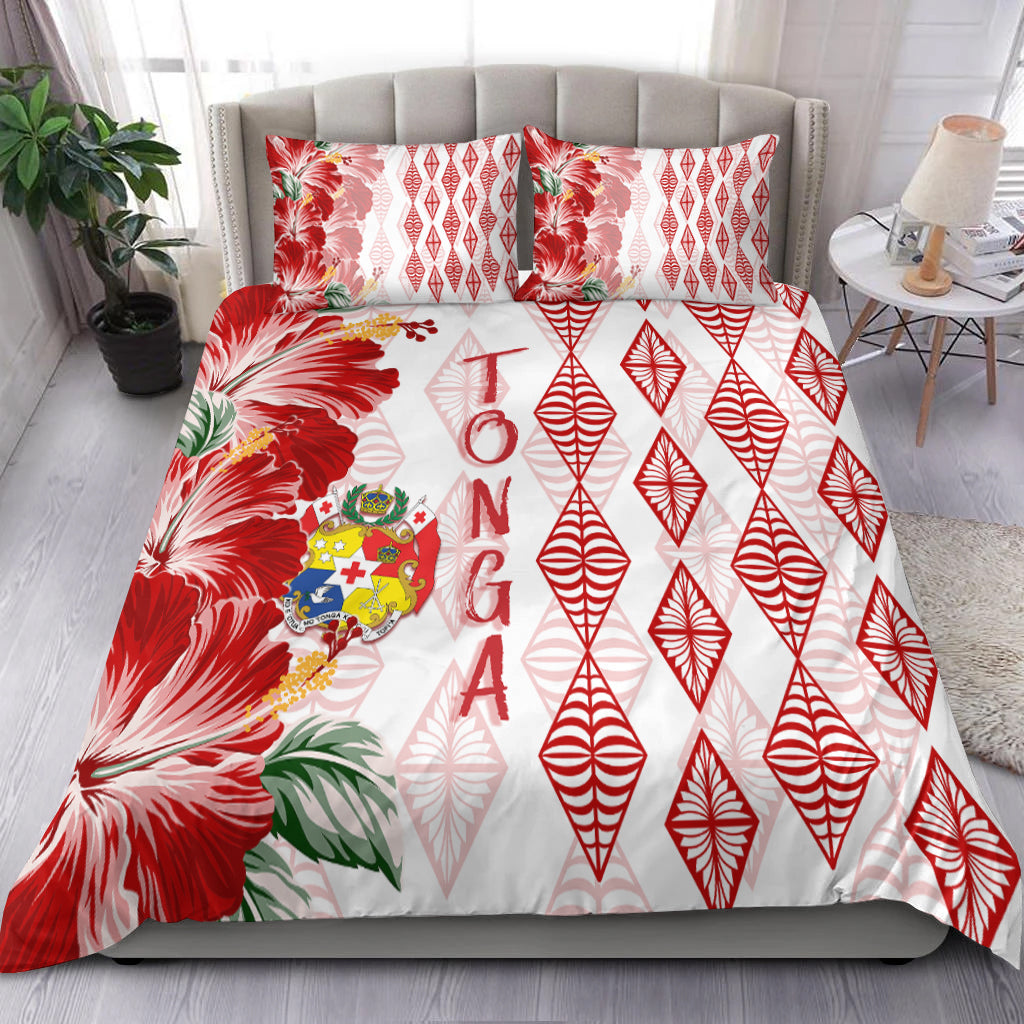 Tonga Bedding Set Diamond Style Mix Hibiscus - White LT7 White - Polynesian Pride