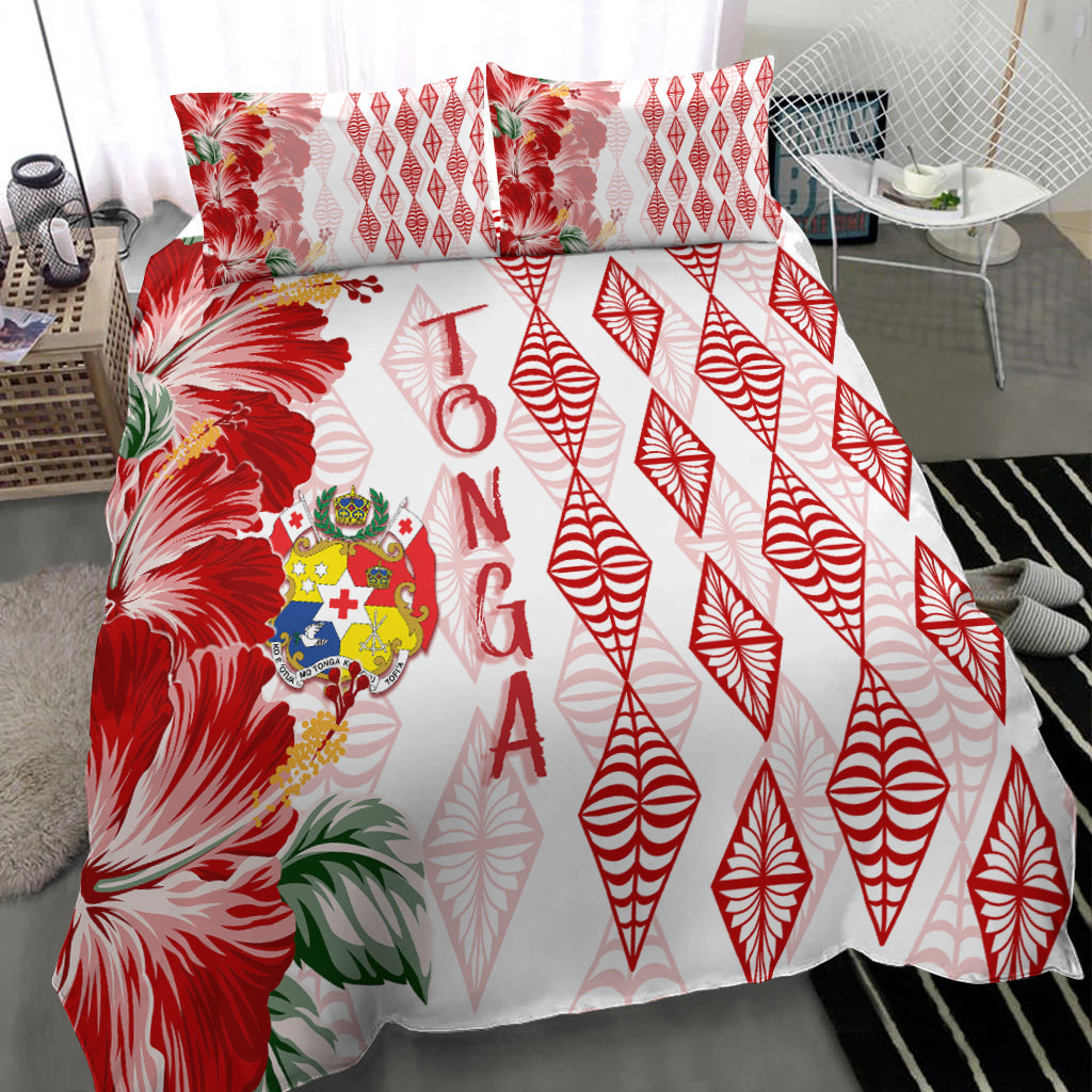 Tonga Bedding Set Diamond Style Mix Hibiscus - White LT7 - Polynesian Pride