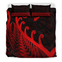 New Zealand Rugby Maori Bedding Set Silver Fern Koru Vibes - Red LT8 - Polynesian Pride