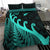 New Zealand Rugby Maori Bedding Set Silver Fern Koru Vibes - Turquoise LT8 - Polynesian Pride