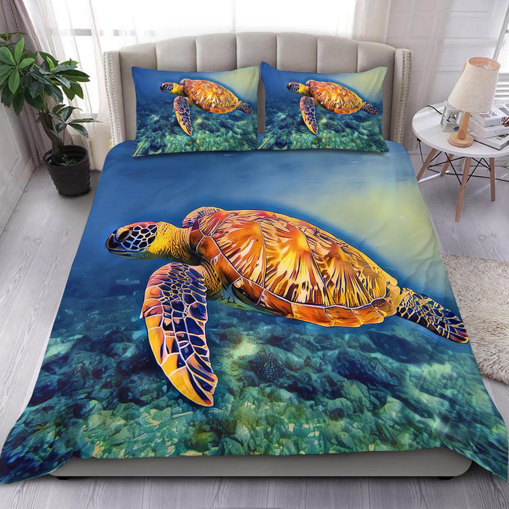 Hawaii Deep Sea Turtle Bedding Set - Ocean Style - AH Blue - Polynesian Pride