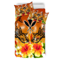 Hawaii Shark Hibiscus Plumeria Kanaka Bedding Set - Star Style - AH - Polynesian Pride