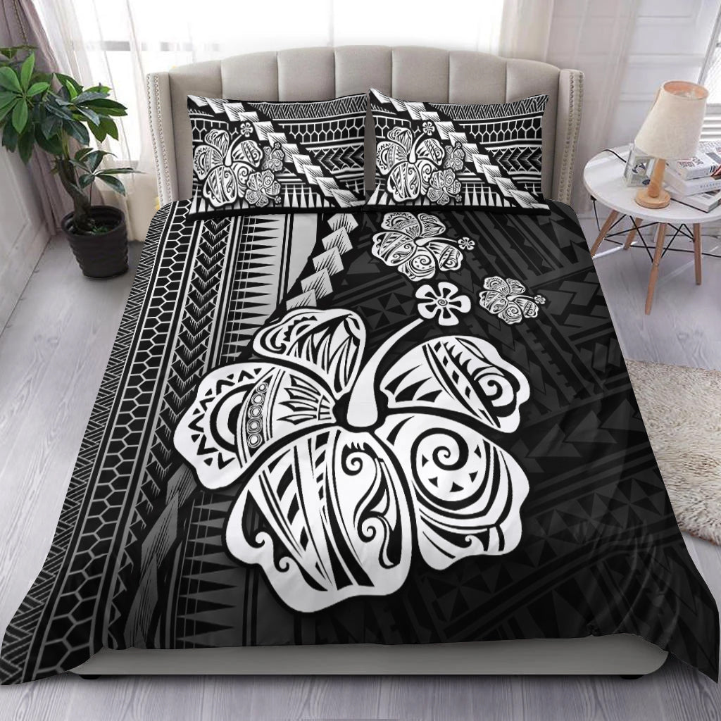 Polynesian Hibiscus Bedding Set Hawaiian Style No.4 LT6 Bedding Set Black - Polynesian Pride