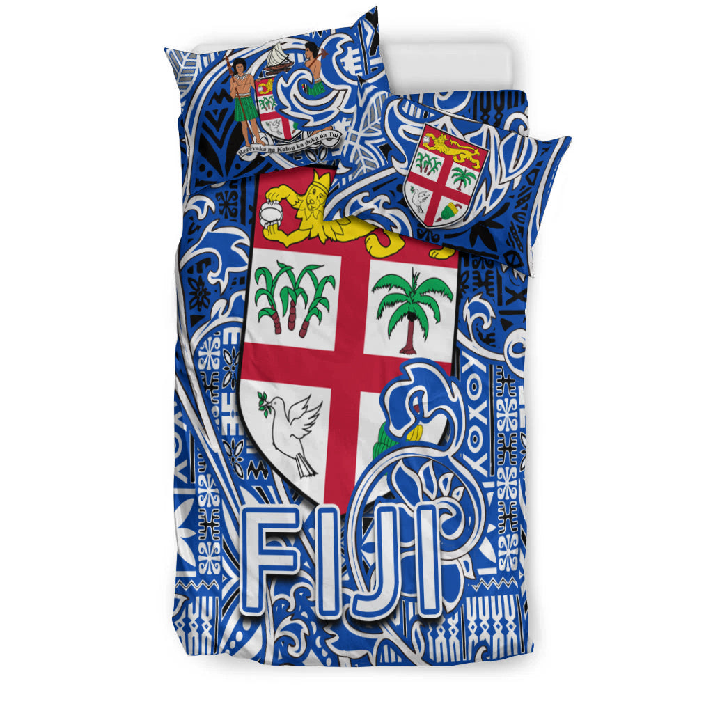 Fiji Bedding Set Tapa Patterns Blue And White Style LT6 - Polynesian Pride