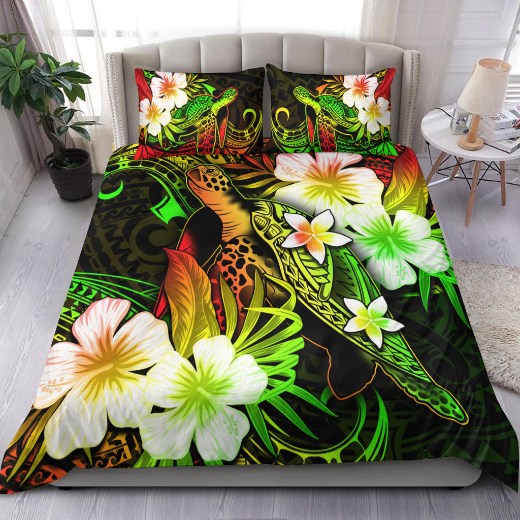 Polynesian Turtle Bedding Set With Hibiscus Color No.1 LT6 Black - Polynesian Pride