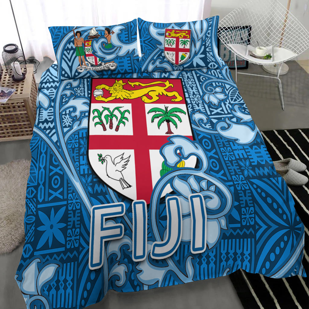 Fiji Bedding Set Tapa Patterns Blue Style LT6 - Polynesian Pride