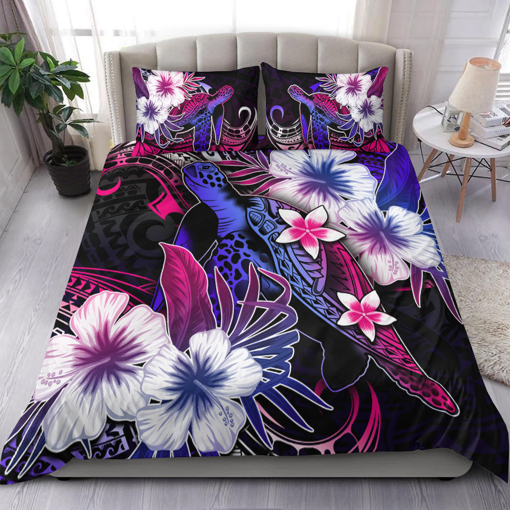 Polynesian Turtle Bedding Set With Hibiscus Color No.5 LT6 Purple - Polynesian Pride