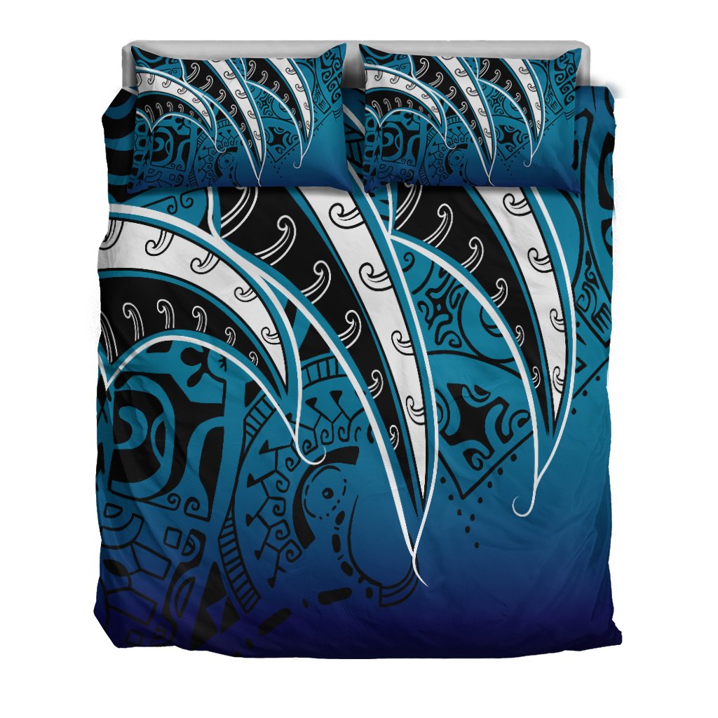 Polynesian Bedding Set - Tropical Leaf Blue Gradient Style - Polynesian Pride