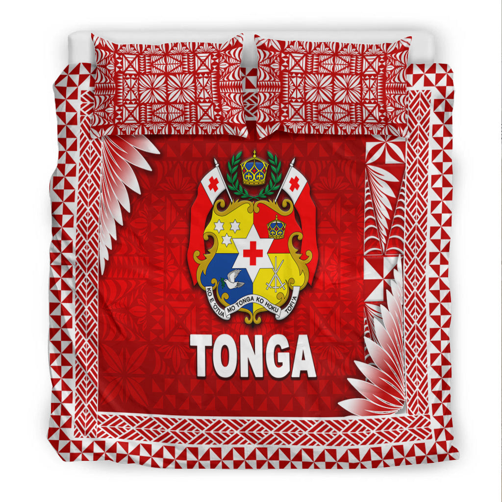 Tonga Coat Of Arms Bedding Set Simplified Version - Red LT8 - Polynesian Pride