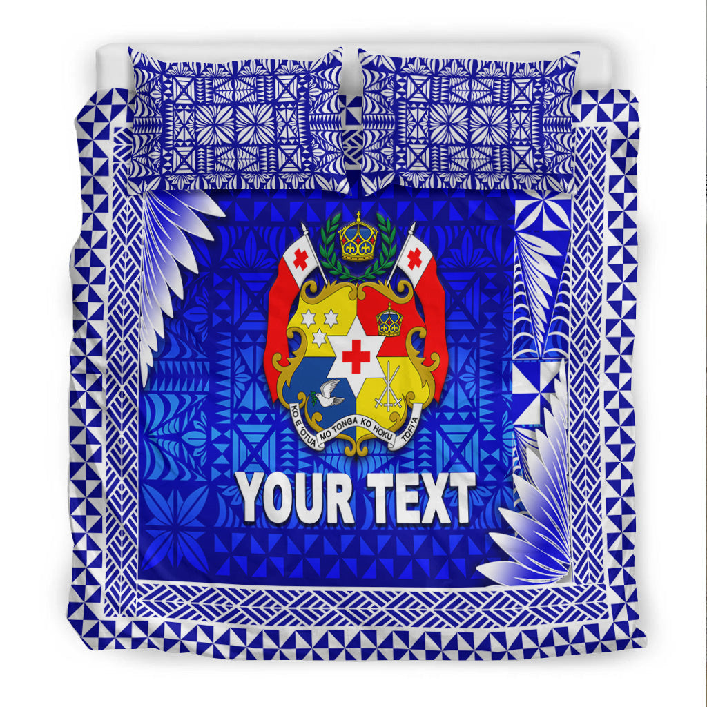 (Custom Personalised) Tonga Coat Of Arms Bedding Set Simplified Version - Blue LT8 - Polynesian Pride