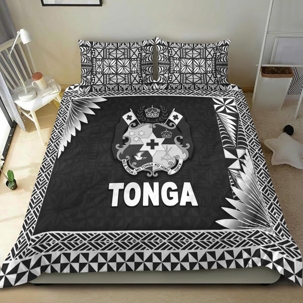 Tonga Coat Of Arms Bedding Set Simplified Version - Black LT8 - Polynesian Pride