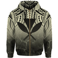 Hawaii Polynesian Kanaka Map Eruption Hoodie Zip Roman Style Beige - Polynesian Pride