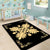 Hawaiian Quilt Maui Plant And Hibiscus Pattern Area Rug - Beige Black - AH - Polynesian Pride