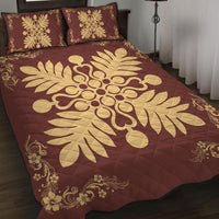 Hawaiian Quilt Maui Plant And Hibiscus Pattern Quilt Bed Set - Beige Coral - AH - Polynesian Pride