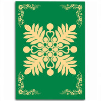 Hawaiian Quilt Maui Plant And Hibiscus Pattern Area Rug - Beige Green - AH Beige - Polynesian Pride