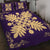 Hawaiian Quilt Maui Plant And Hibiscus Pattern Quilt Bed Set - Beige Purple - AH - Polynesian Pride