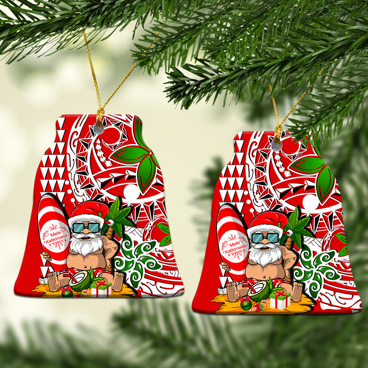 Hawaii Mele Kalikimaka Santa Claus Beach Ornament LT6 - Polynesian Pride