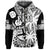 Custom Fiji Coat of Arms Hoodie Masi Tapa Mixed Palm Tree No1 Black Version LT9 Zip Hoodie Black - Polynesian Pride