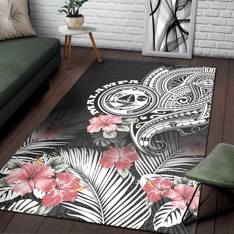 Vanuatu Malampa Province Area Rug Hibiscus Tribal Polynesian Tattoo Ver Black LT9 Black - Polynesian Pride