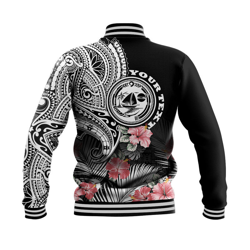 (Custom Personalised) Vanuatu Malampa Province Baseball Jacket Hibiscus Tribal Polynesian Tattoo Ver Black LT9 - Polynesian Pride