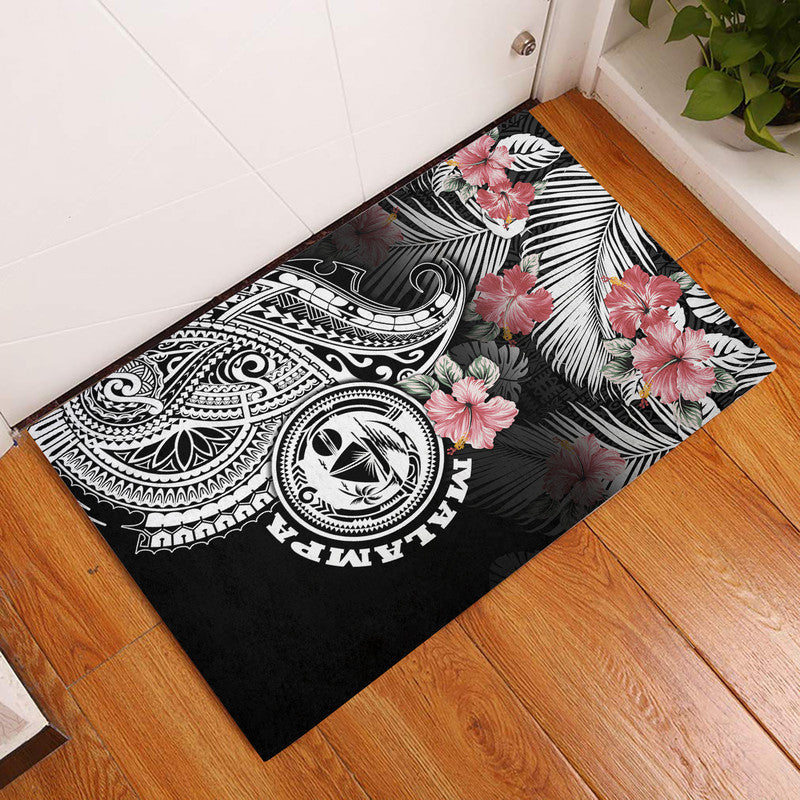 Vanuatu Malampa Province Door Mat Hibiscus Tribal Polynesian Tattoo Ver Black LT9 Black - Polynesian Pride