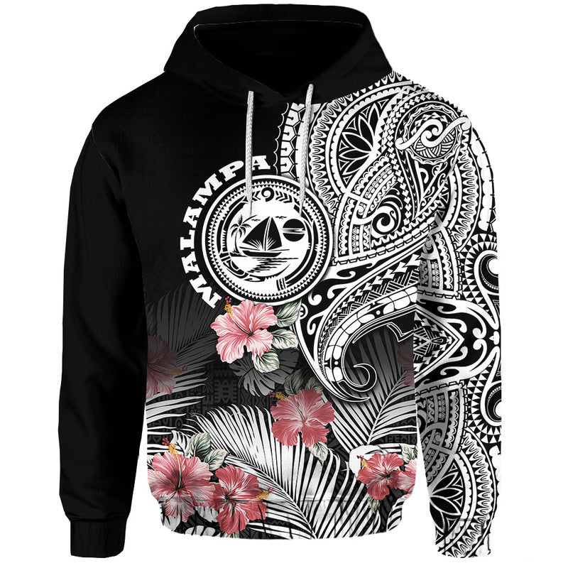 Vanuatu Malampa Province Hoodie Hibiscus Tribal Polynesian Tattoo Ver Black LT9 Hoodie Black - Polynesian Pride