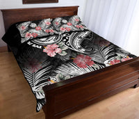 Vanuatu Malampa Province Quilt Bed Set Hibiscus Tribal Polynesian Tattoo Ver Black LT9 - Polynesian Pride