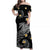 Hawaii Women Off Shoulder Long Dress Hawaiian Turtle Plumeria Mixed Polynesian Black Style LT9 Women Black - Polynesian Pride