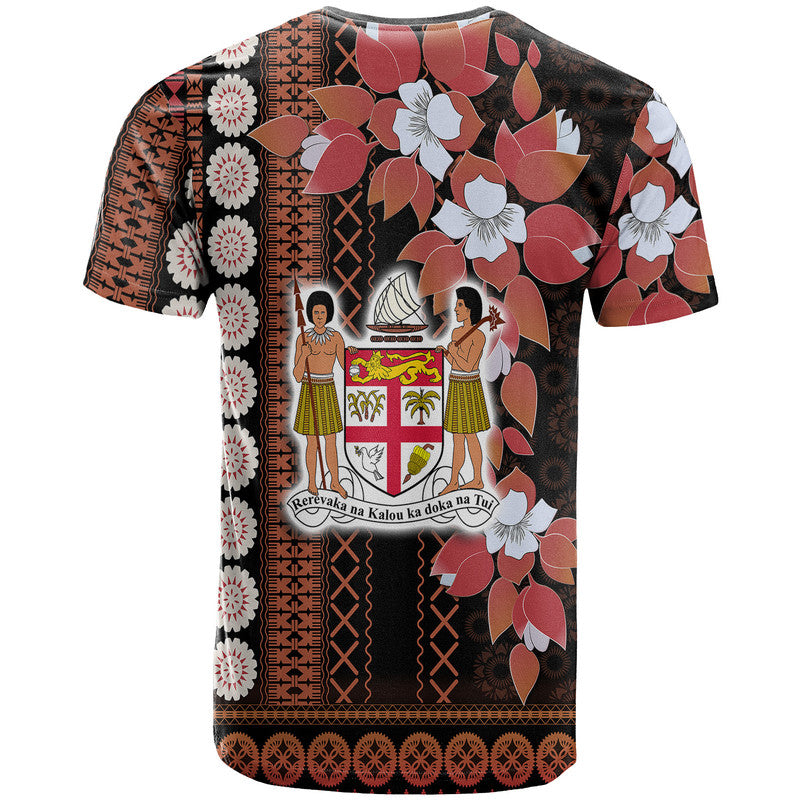 Fiji T Shirt Tagimoucia Mixed Black Tapa Style LT9 - Polynesian Pride
