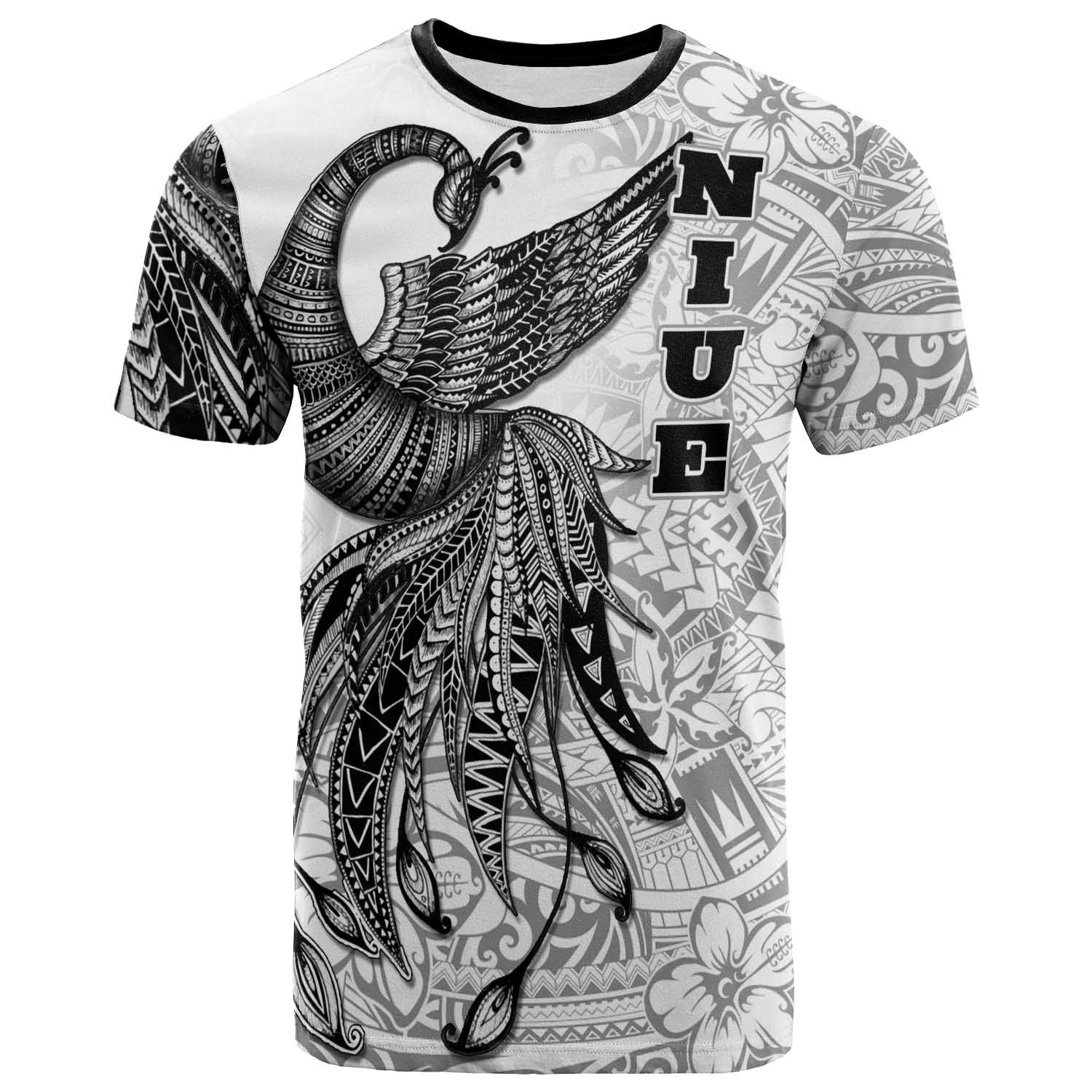 Niue T Shirt Polynesian Phoenix Bird, Fairytales Bird Black Unisex Black - Polynesian Pride