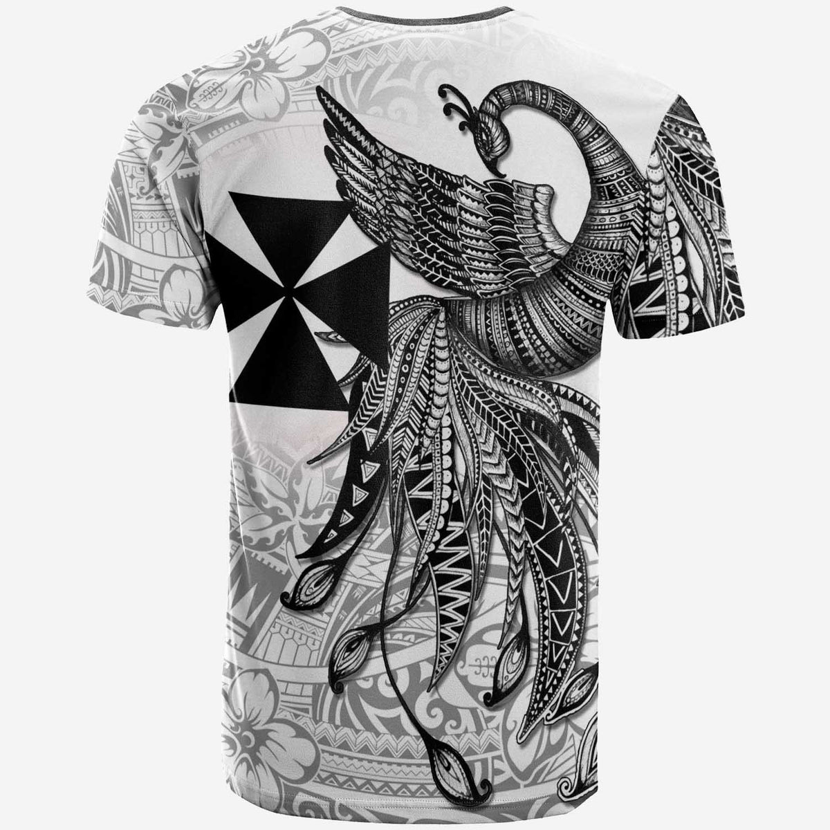 Wallis and Futuna T Shirt Polynesian Phoenix Bird, Fairytales Bird Black - Polynesian Pride