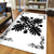 Hawaiian Quilt Maui Plant And Hibiscus Pattern Area Rug - Black White - AH - Polynesian Pride