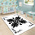 Hawaiian Quilt Maui Plant And Hibiscus Pattern Area Rug - Black White - AH - Polynesian Pride