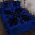 Hawaiian Quilt Maui Plant And Hibiscus Pattern Quilt Bed Set - Black Blue - AH - Polynesian Pride