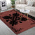 Hawaiian Quilt Maui Plant And Hibiscus Pattern Area Rug - Black Coral - AH - Polynesian Pride